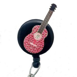Sassy Badge Retractable Guitar Clinic Hospital ID Badge Holder Reel Pink